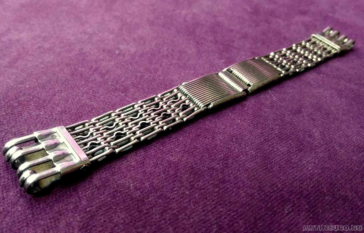 Антиквариат - Серебро - Браслет серебряный для часов, клеймо 875, СССР1959г.